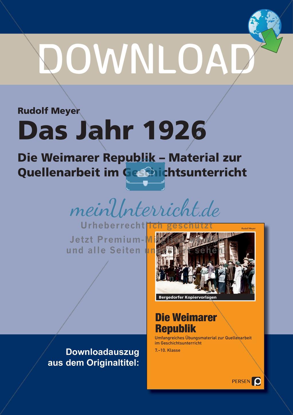 Die Weimarer Republik: Das Jahr 1926 Preview 1