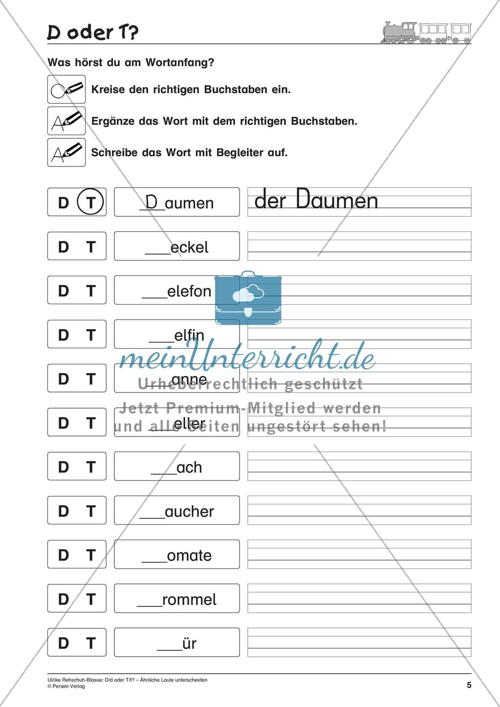 Unterscheidung ähnlicher Laute: D/d oder T/t Preview 7