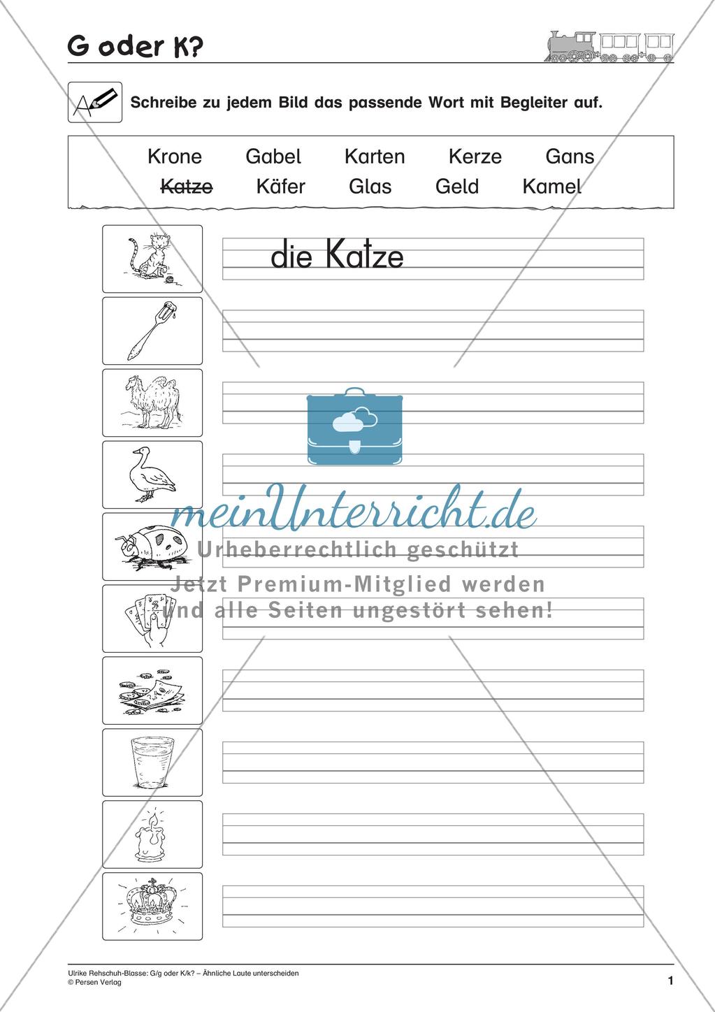 Unterscheidung ähnlicher Laute: G/g oder K/k? Preview 3