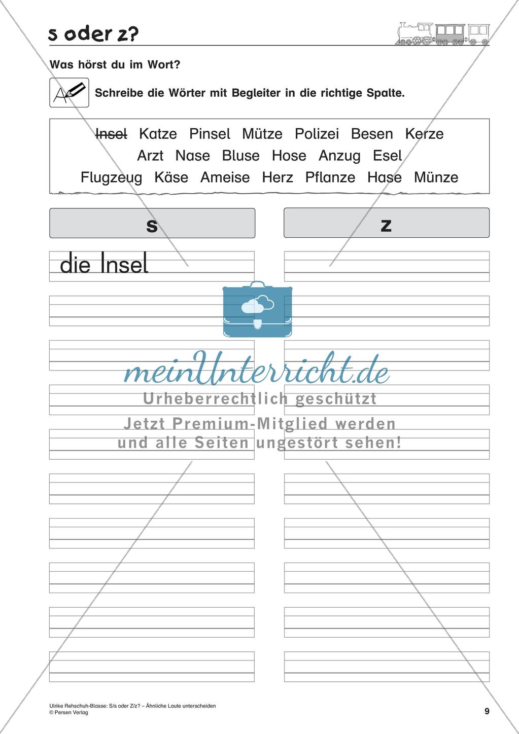 S/s oder Z/z: Unterscheidung ähnlicher Laute Preview 11