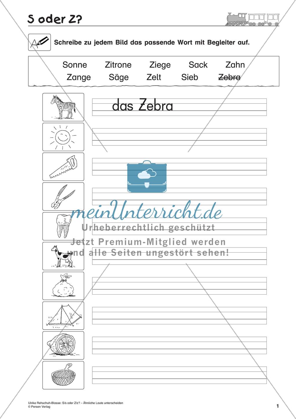 S/s oder Z/z: Unterscheidung ähnlicher Laute Preview 3