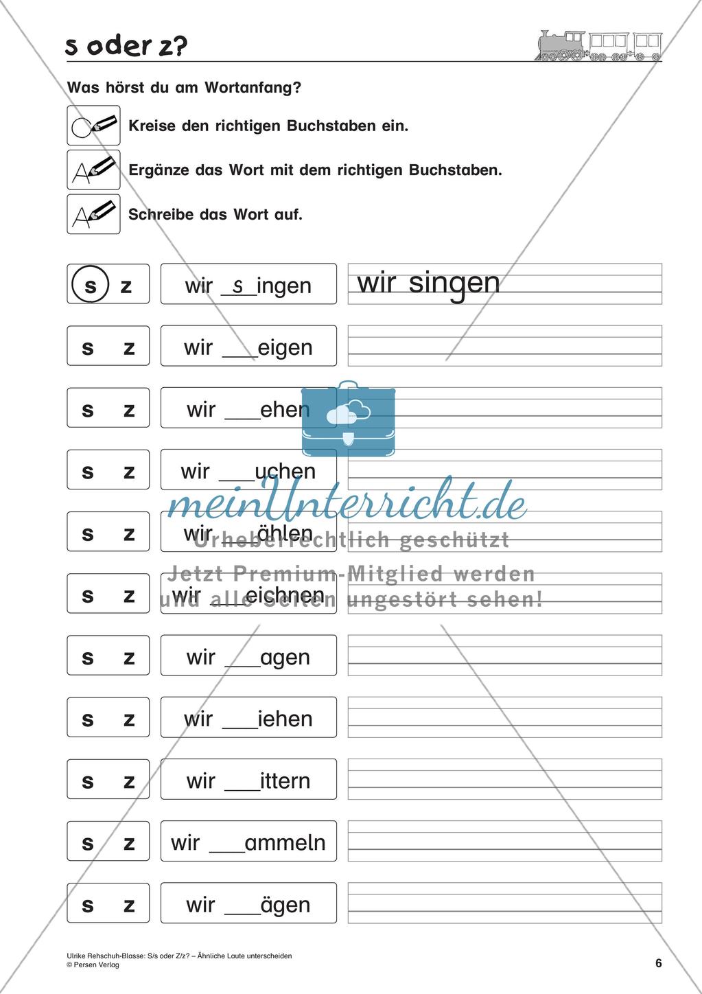 S/s oder Z/z: Unterscheidung ähnlicher Laute Preview 8