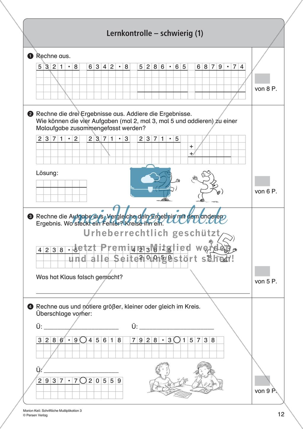 Schriftliche Multiplikation: Differenzierte Lernkontrollen Preview 14