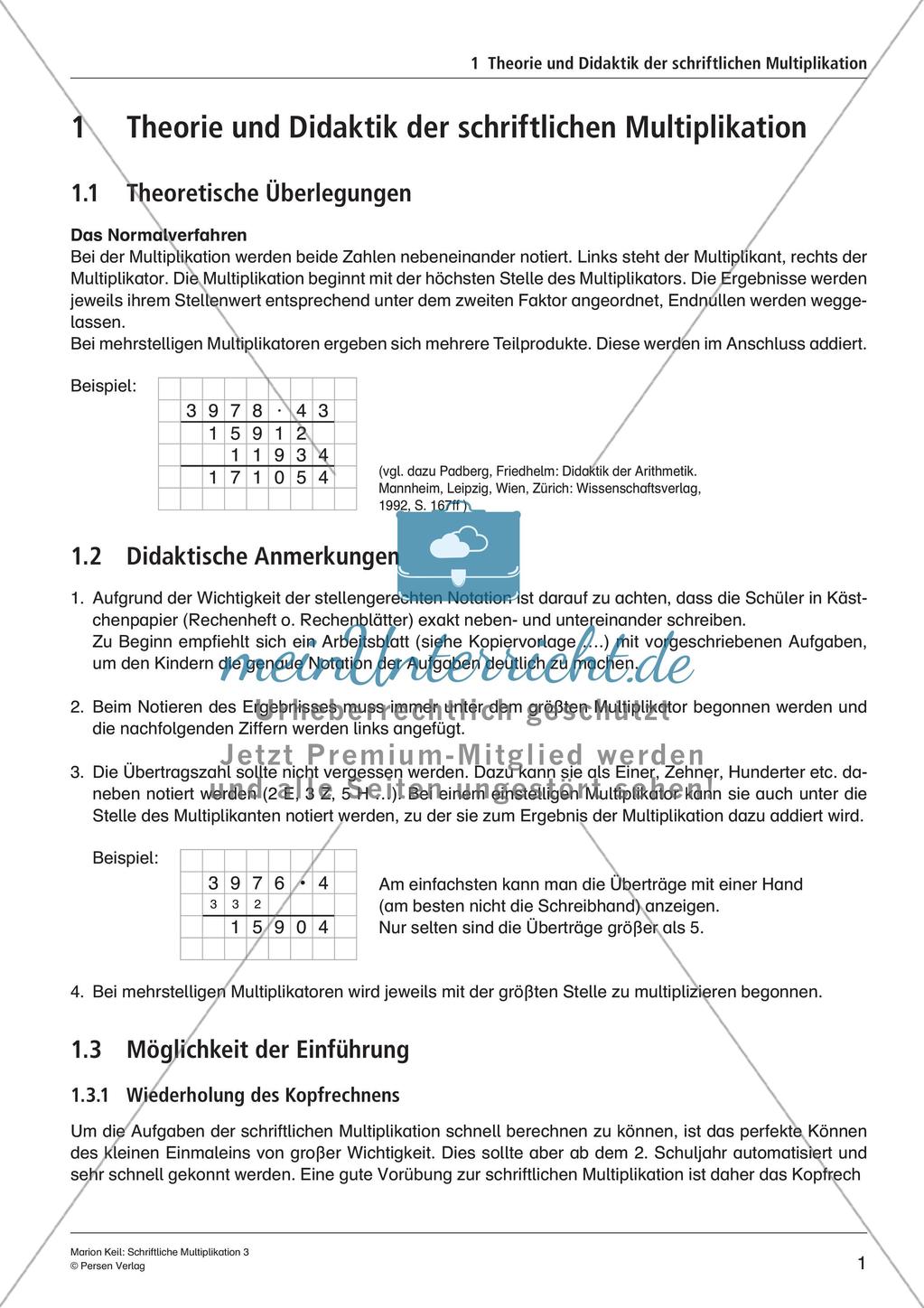 Schriftliche Multiplikation: Differenzierte Lernkontrollen Preview 3