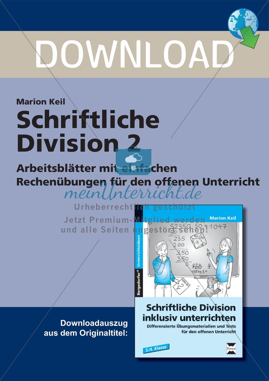 Schriftliche Division: Rechenübungen auf leichtem Niveau Preview 1