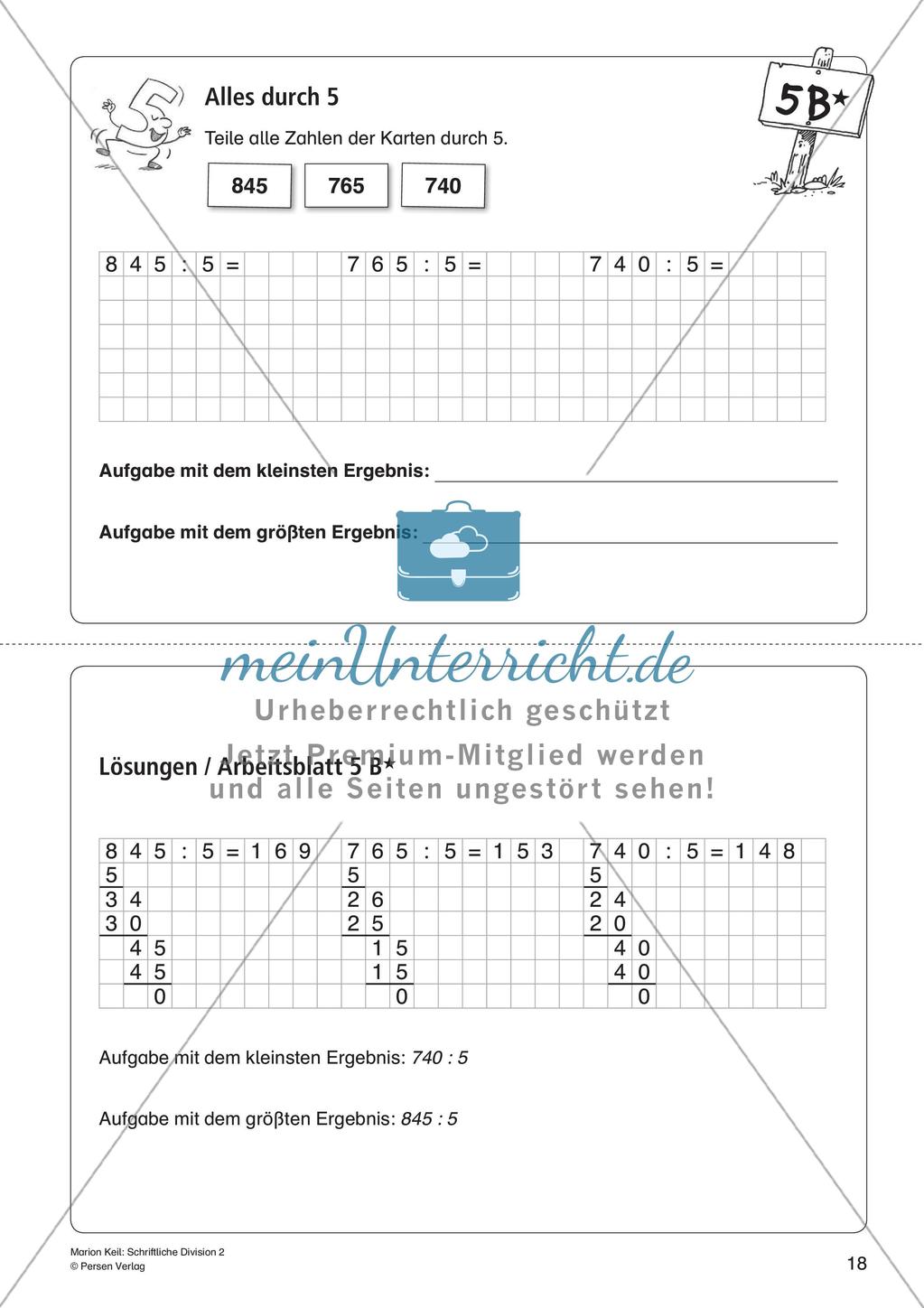 Schriftliche Division: Rechenübungen auf leichtem Niveau Preview 20