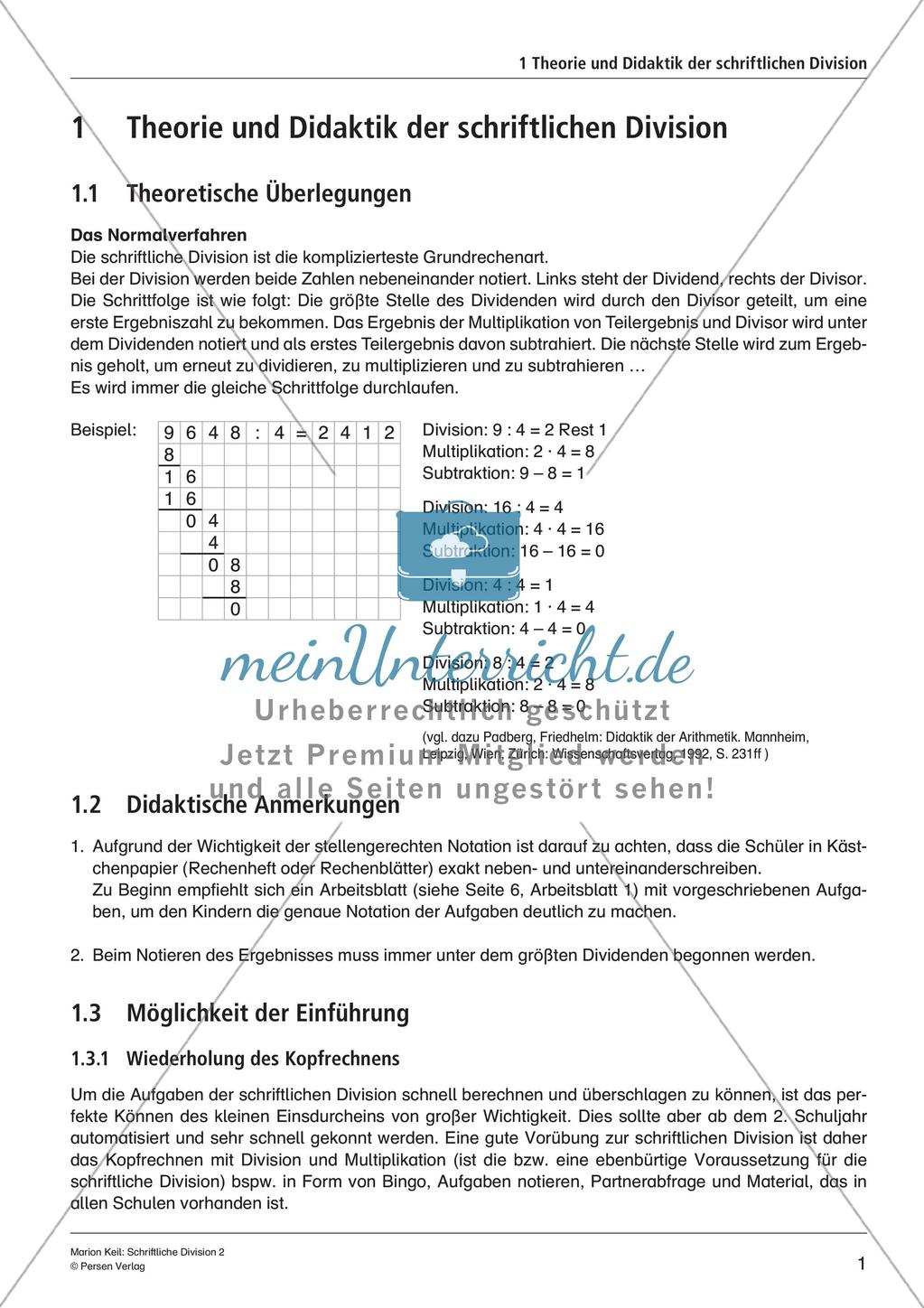 Schriftliche Division: Rechenübungen auf leichtem Niveau Preview 3