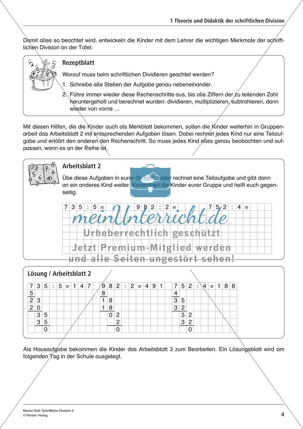 Schriftliche Division: Rechenübungen auf leichtem Niveau Preview 6