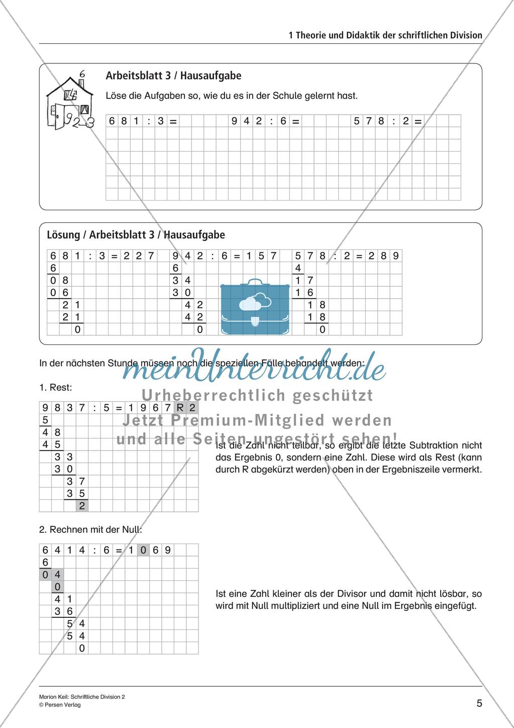 Schriftliche Division: Rechenübungen auf leichtem Niveau Preview 7