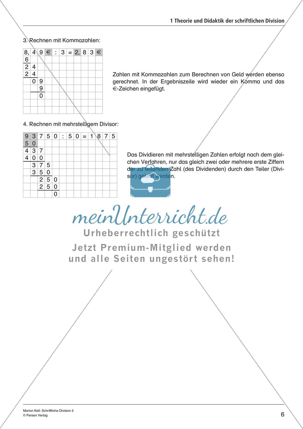 Schriftliche Division: Rechenübungen auf leichtem Niveau Preview 8