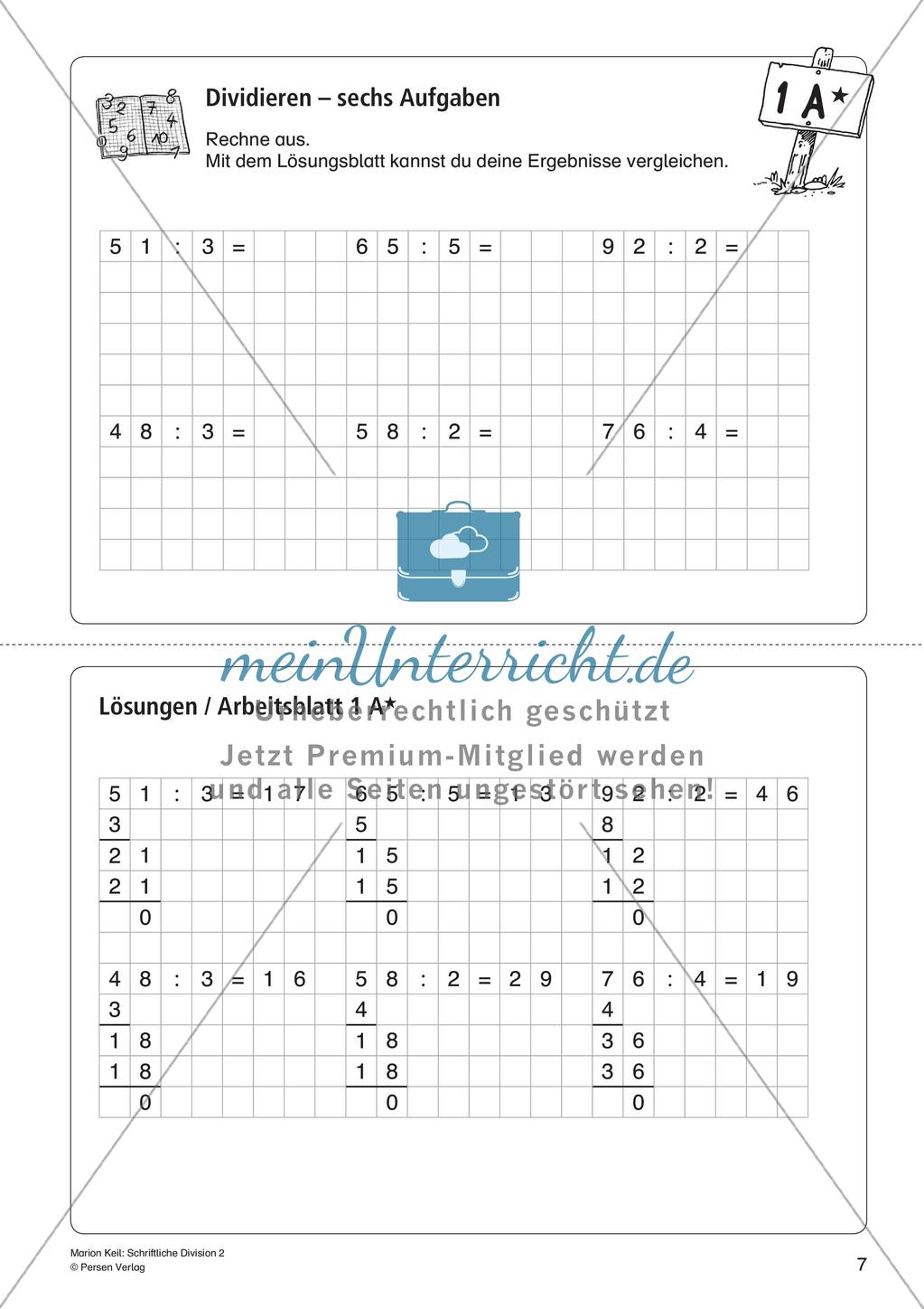 Schriftliche Division: Rechenübungen auf leichtem Niveau Preview 9