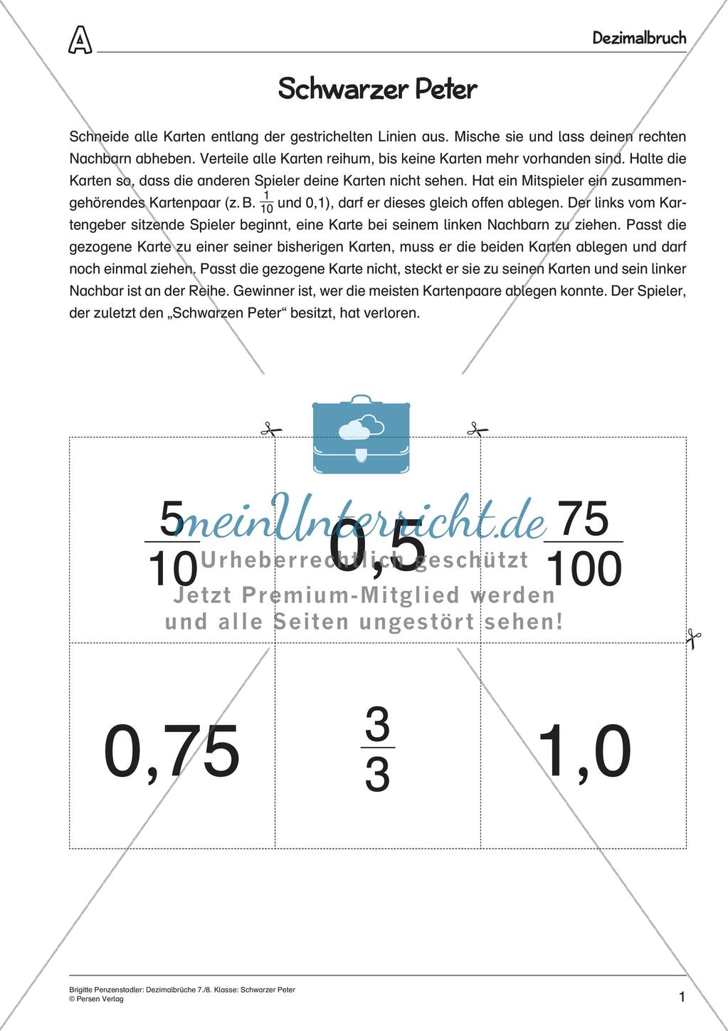 Die Dezimalbrüche: Schwarzer Peter Preview 3