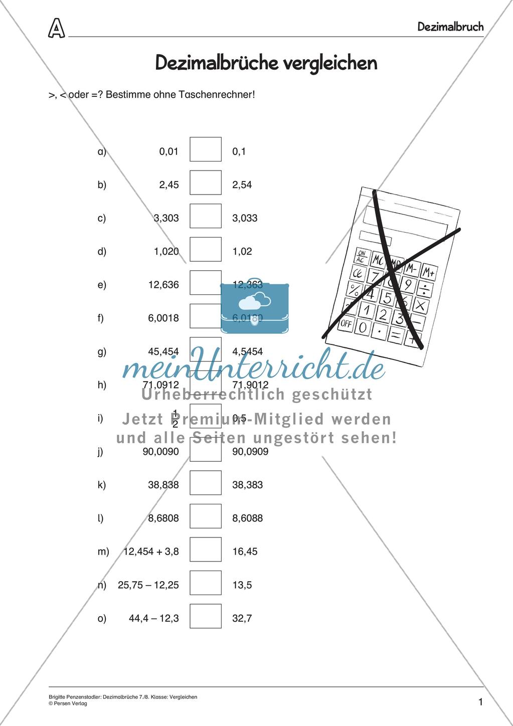 Der Vergleich von Dezimalbrüchen Preview 3