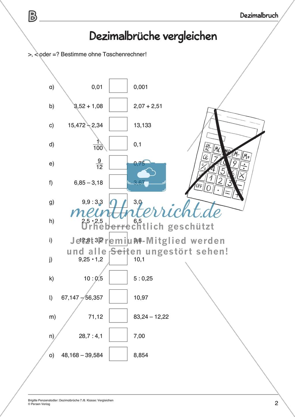 Der Vergleich von Dezimalbrüchen Preview 4