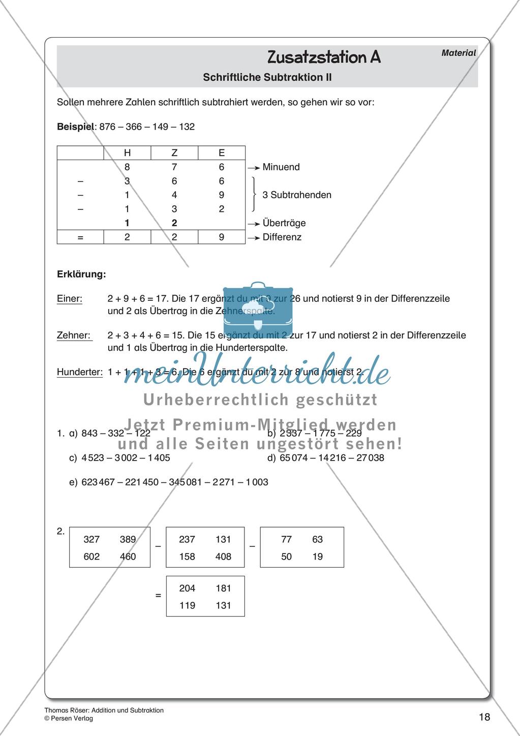 Addition und Subtraktion Preview 20
