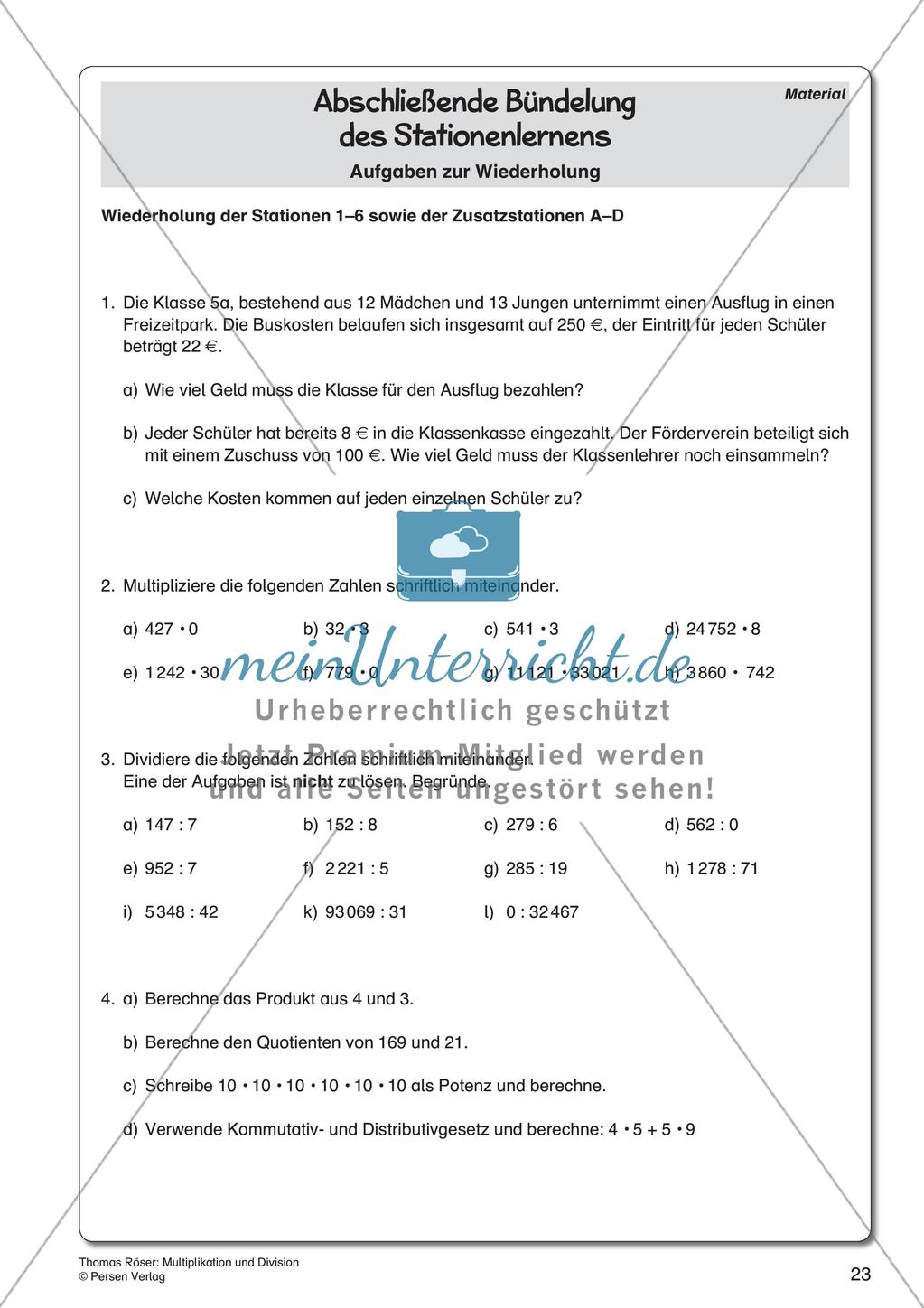 Multiplikation und Division Preview 25