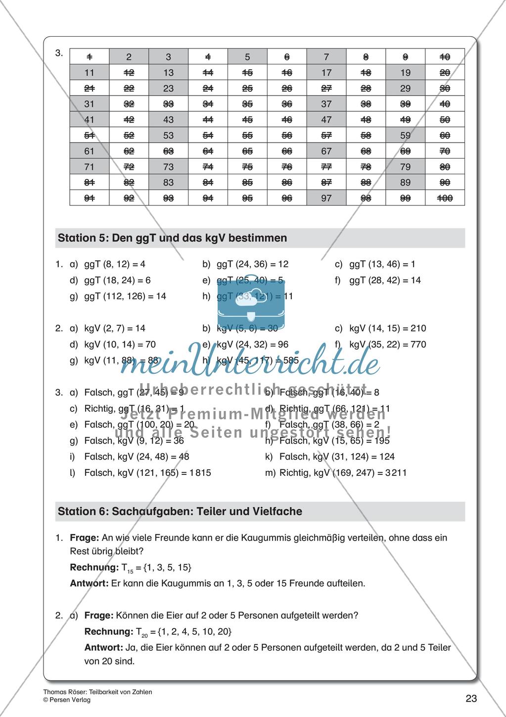 Teilbarkeit von Zahlen Preview 25