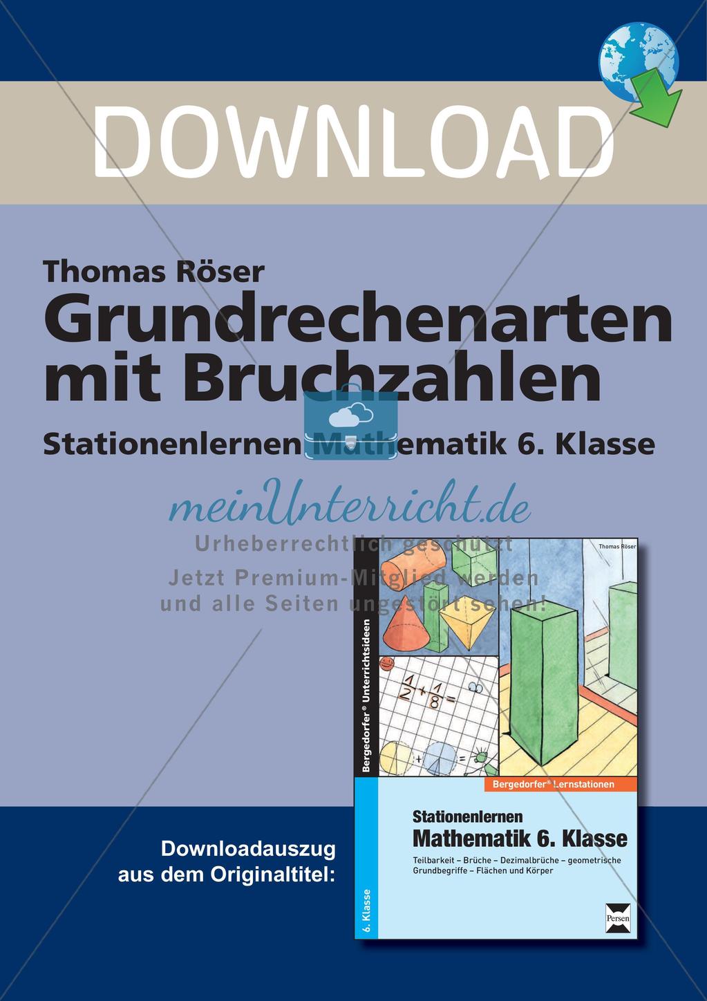 Die Grundrechenarten mit Bruchzahlen Preview 1