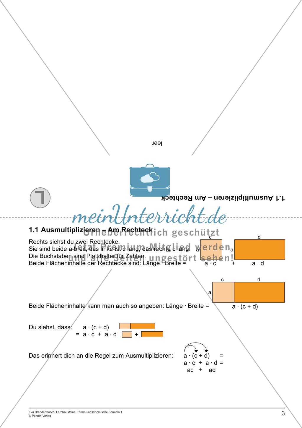 Terme und binomische Formeln: Ausmultiplizieren Preview 5