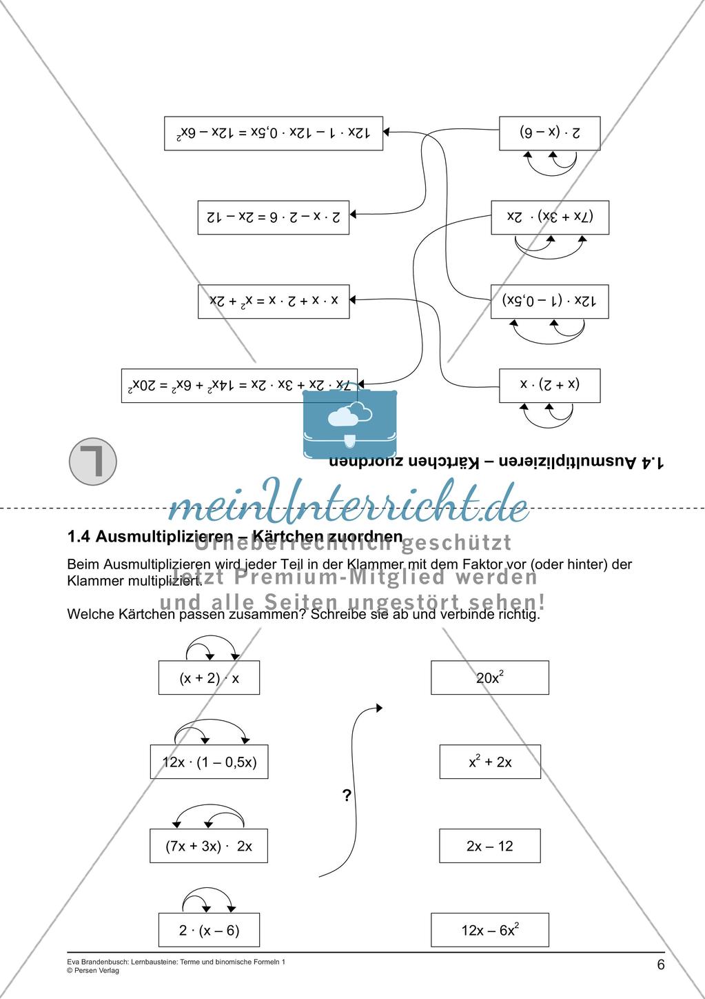 Terme und binomische Formeln: Ausmultiplizieren Preview 8