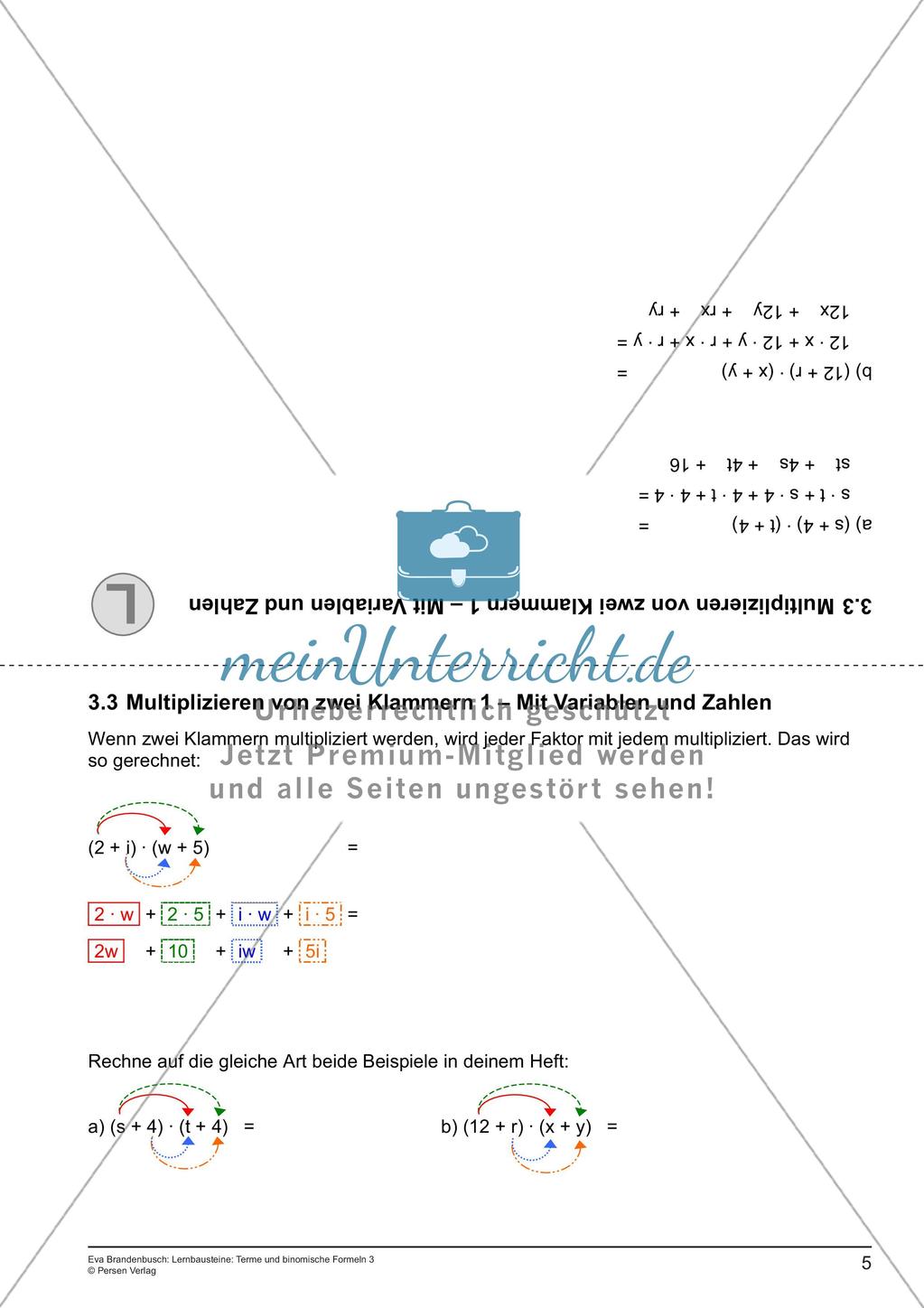 Terme und binomische Formeln Preview 7