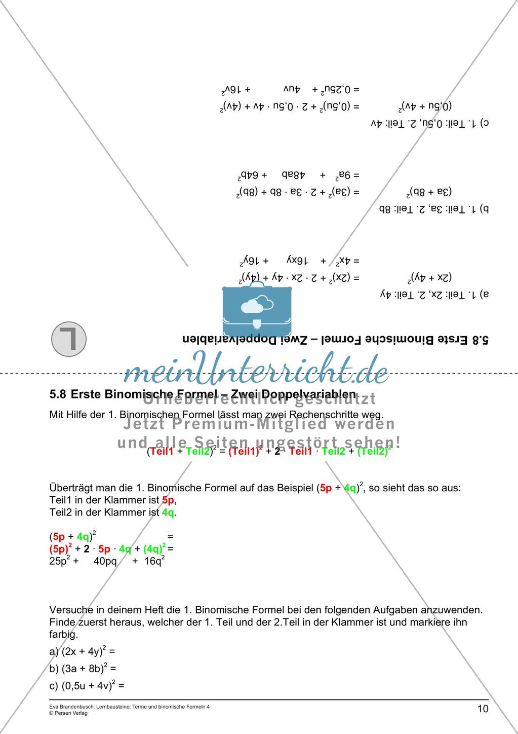 Terme und binomische Formeln Preview 12