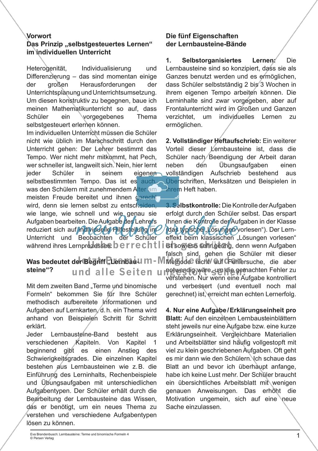 Terme und binomische Formeln Preview 3