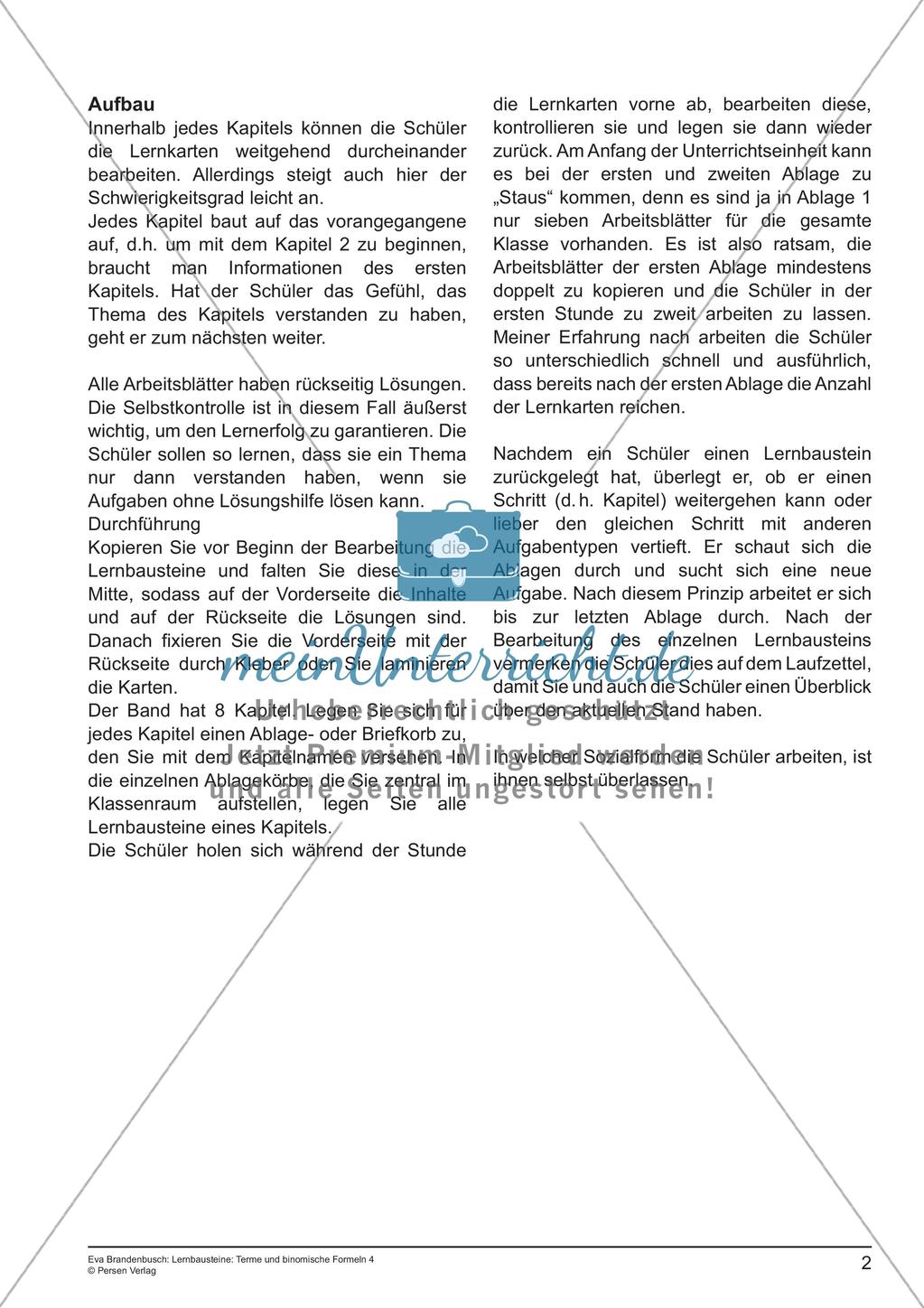 Terme und binomische Formeln Preview 4