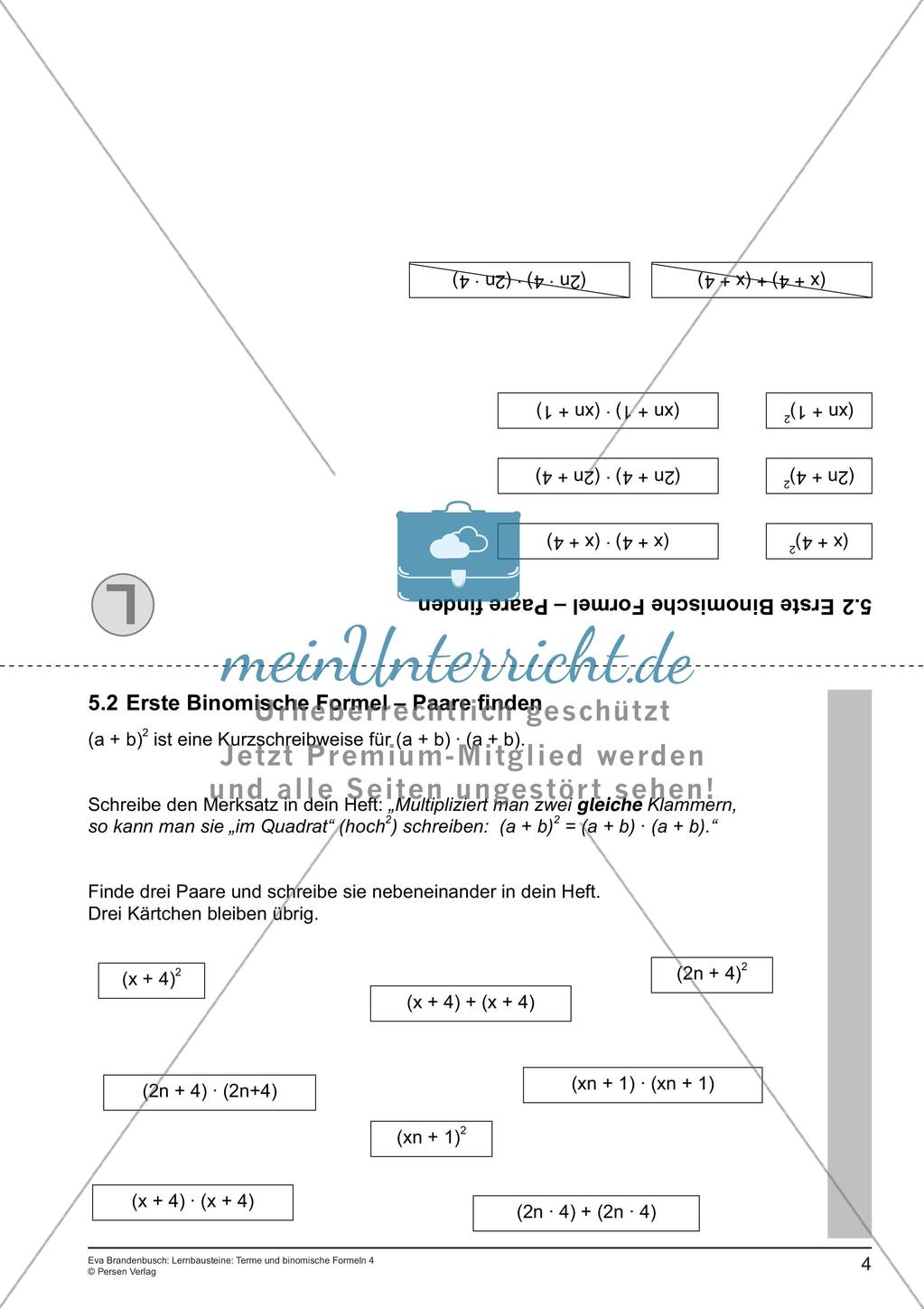 Terme und binomische Formeln Preview 6