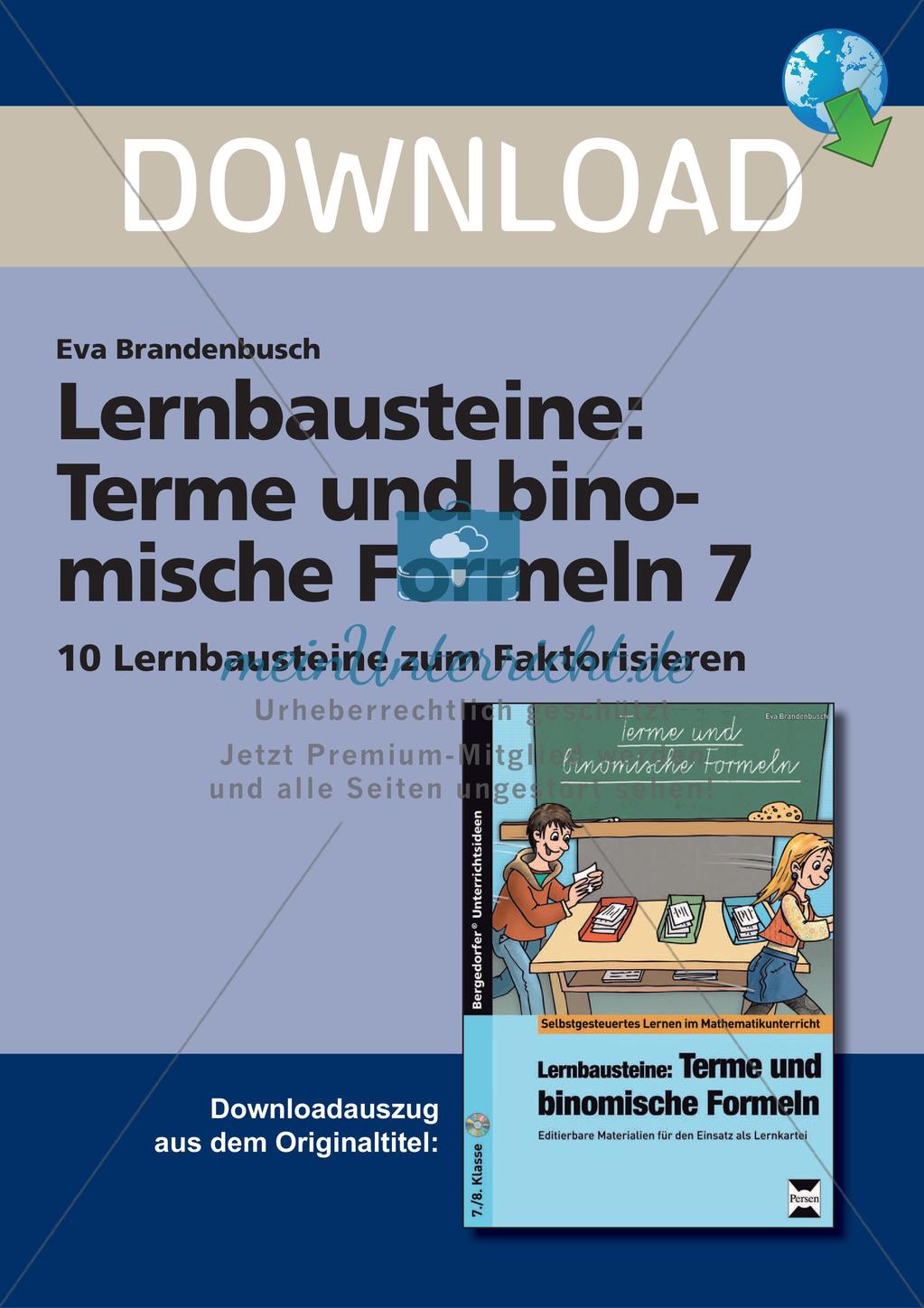 Lernbausteine: Terme und binomische Formeln 7 Preview 1