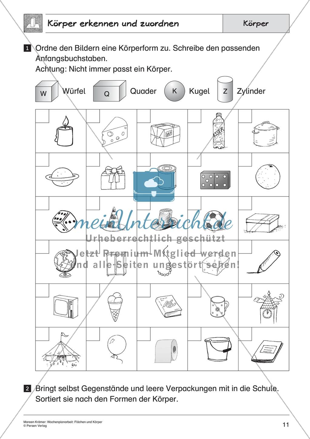 Wochenplanarbeit: Flächen und Körper Preview 13
