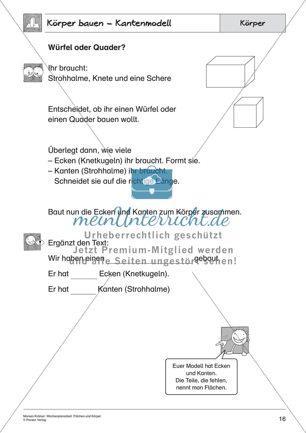 Wochenplanarbeit: Flächen und Körper Preview 18