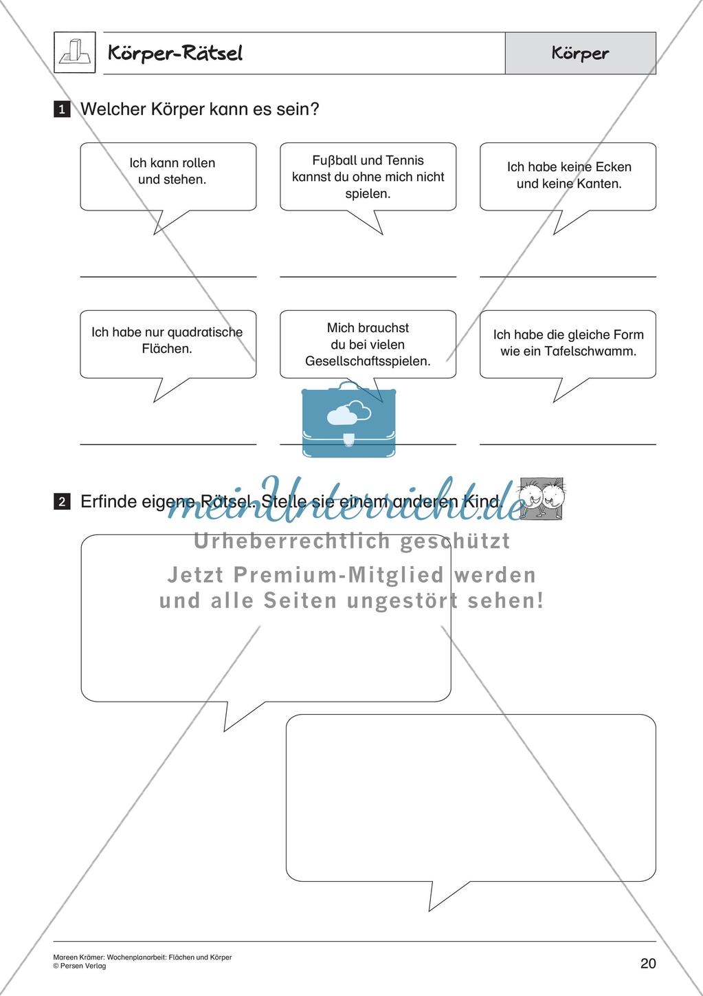 Wochenplanarbeit: Flächen und Körper Preview 22