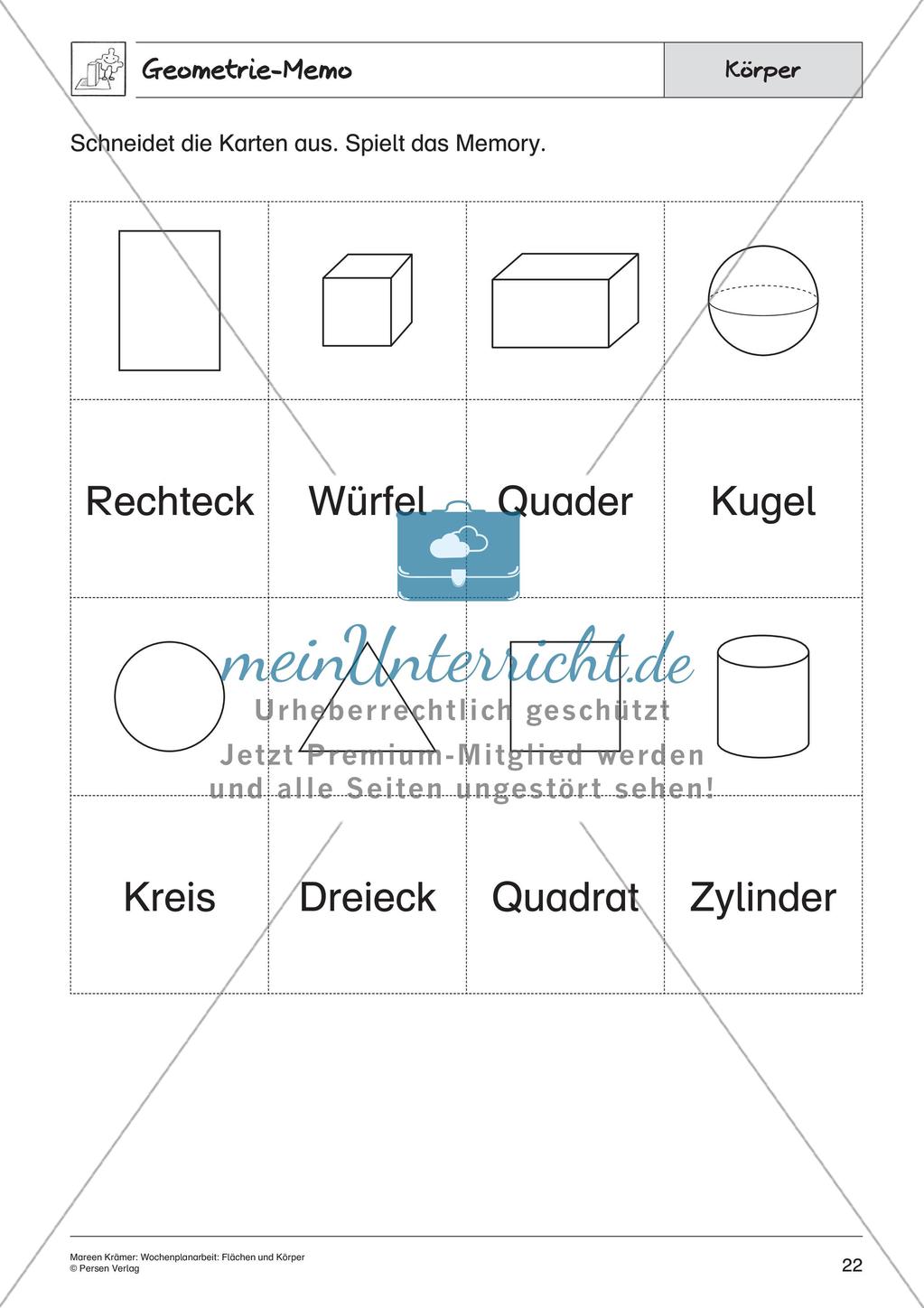 Wochenplanarbeit: Flächen und Körper Preview 24