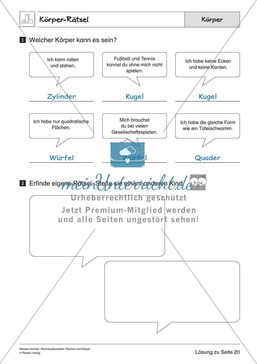 Wochenplanarbeit: Flächen und Körper Preview 41