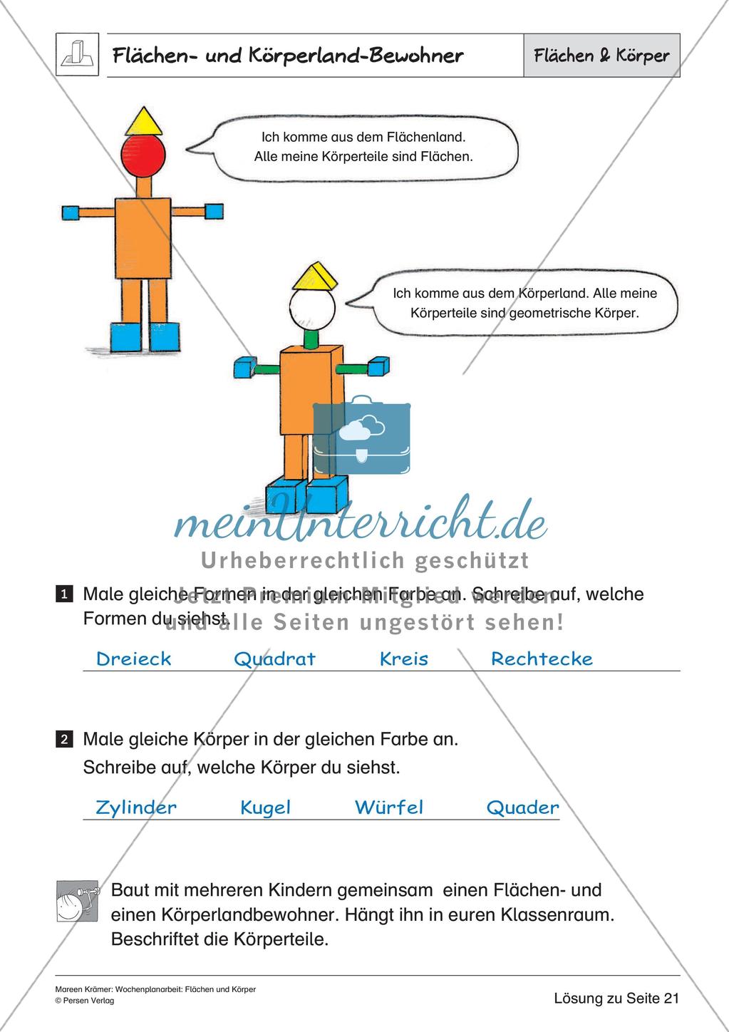 Wochenplanarbeit: Flächen und Körper Preview 42