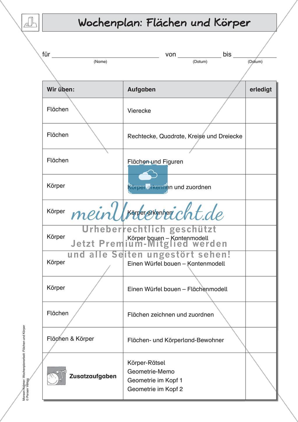 Wochenplanarbeit: Flächen und Körper Preview 4