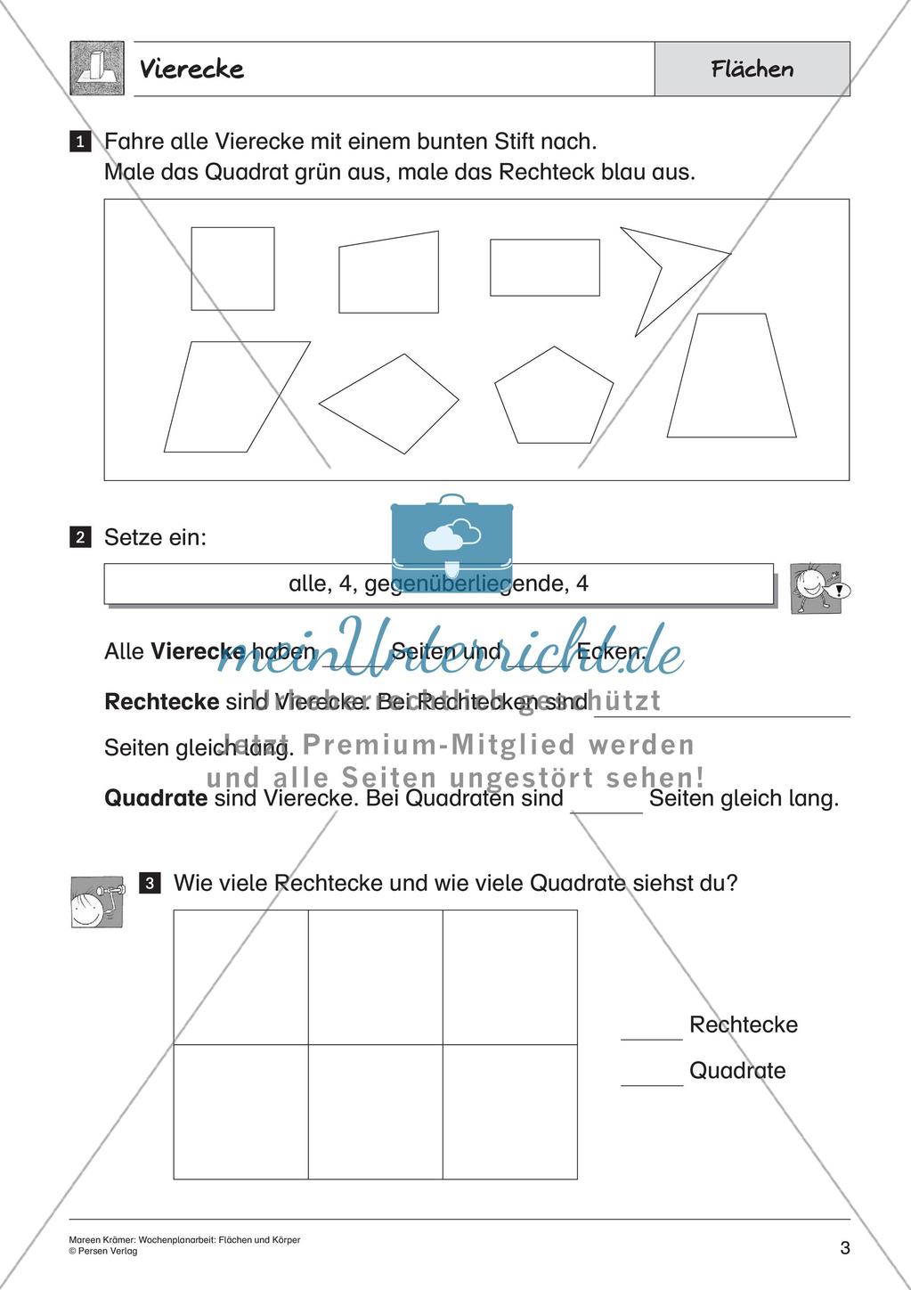 Wochenplanarbeit: Flächen und Körper Preview 5
