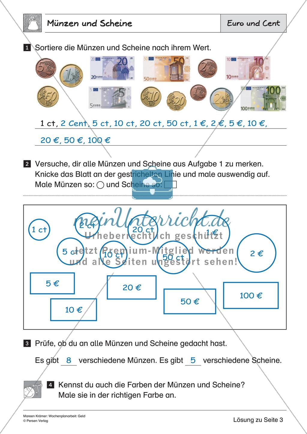 Wochenplanarbeit: Geld Preview 24