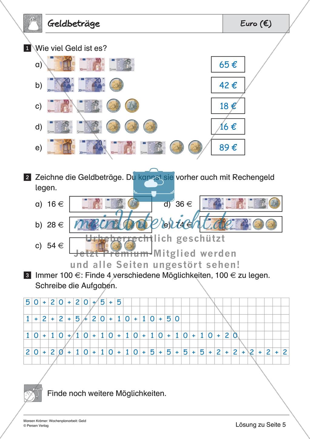 Wochenplanarbeit: Geld Preview 26