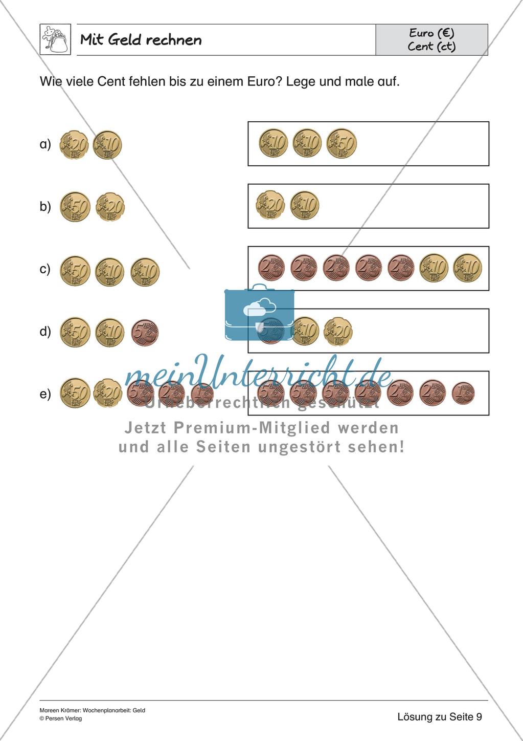 Wochenplanarbeit: Geld Preview 30