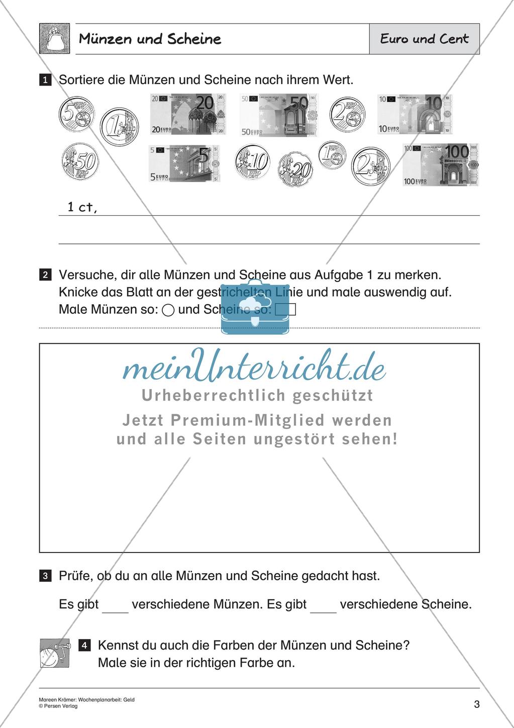 Wochenplanarbeit: Geld Preview 5