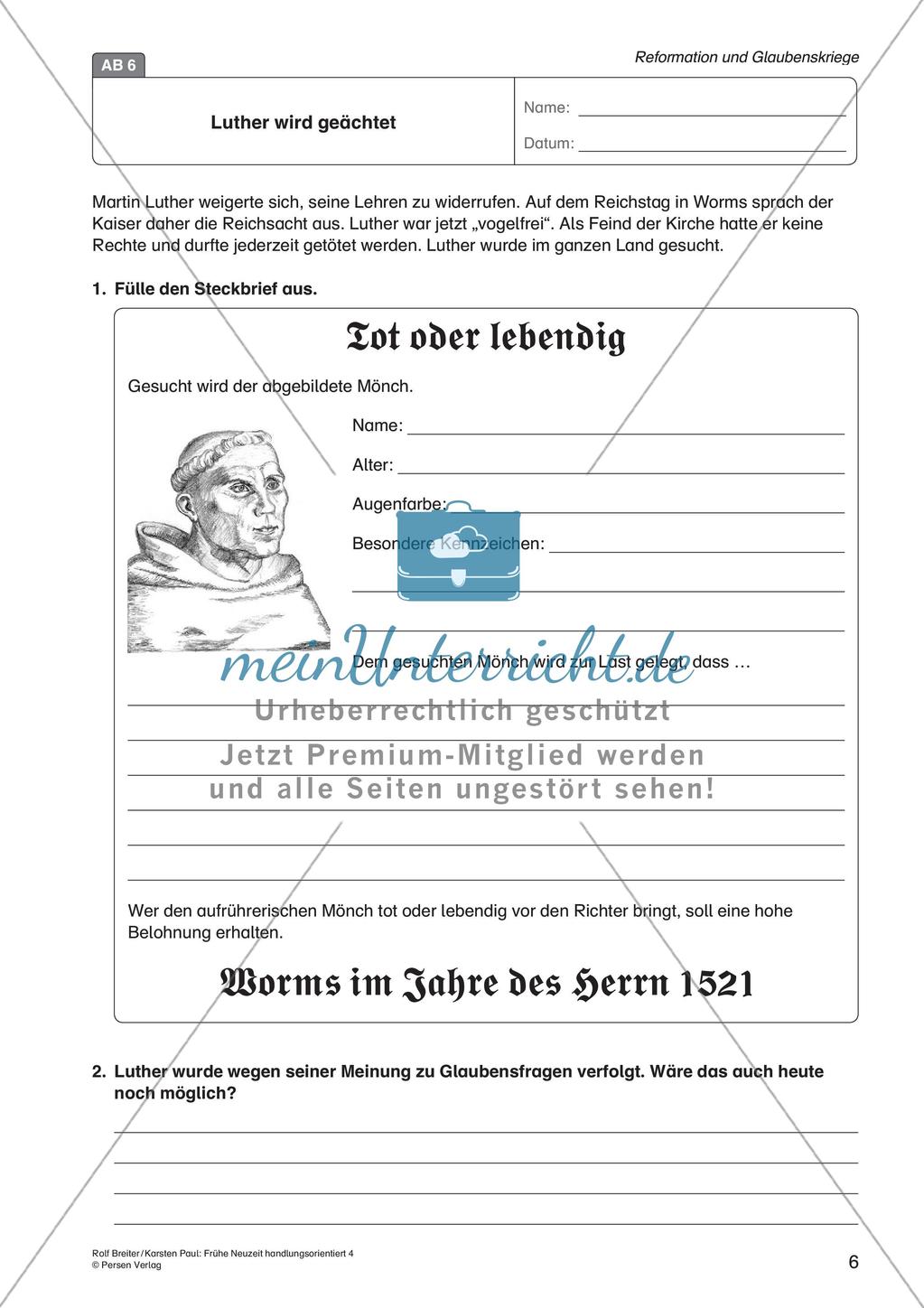 Die frühe Neuzeit: Die Reformation und die Glaubenskriege Preview 8