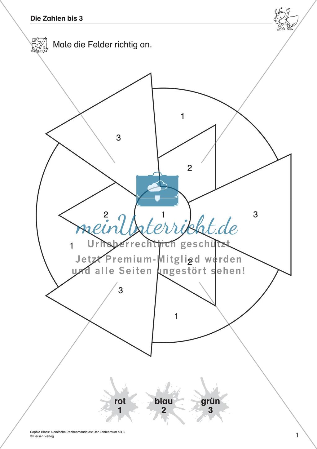 Rechenmandalas: Zahlenraum bis 3 Preview 3