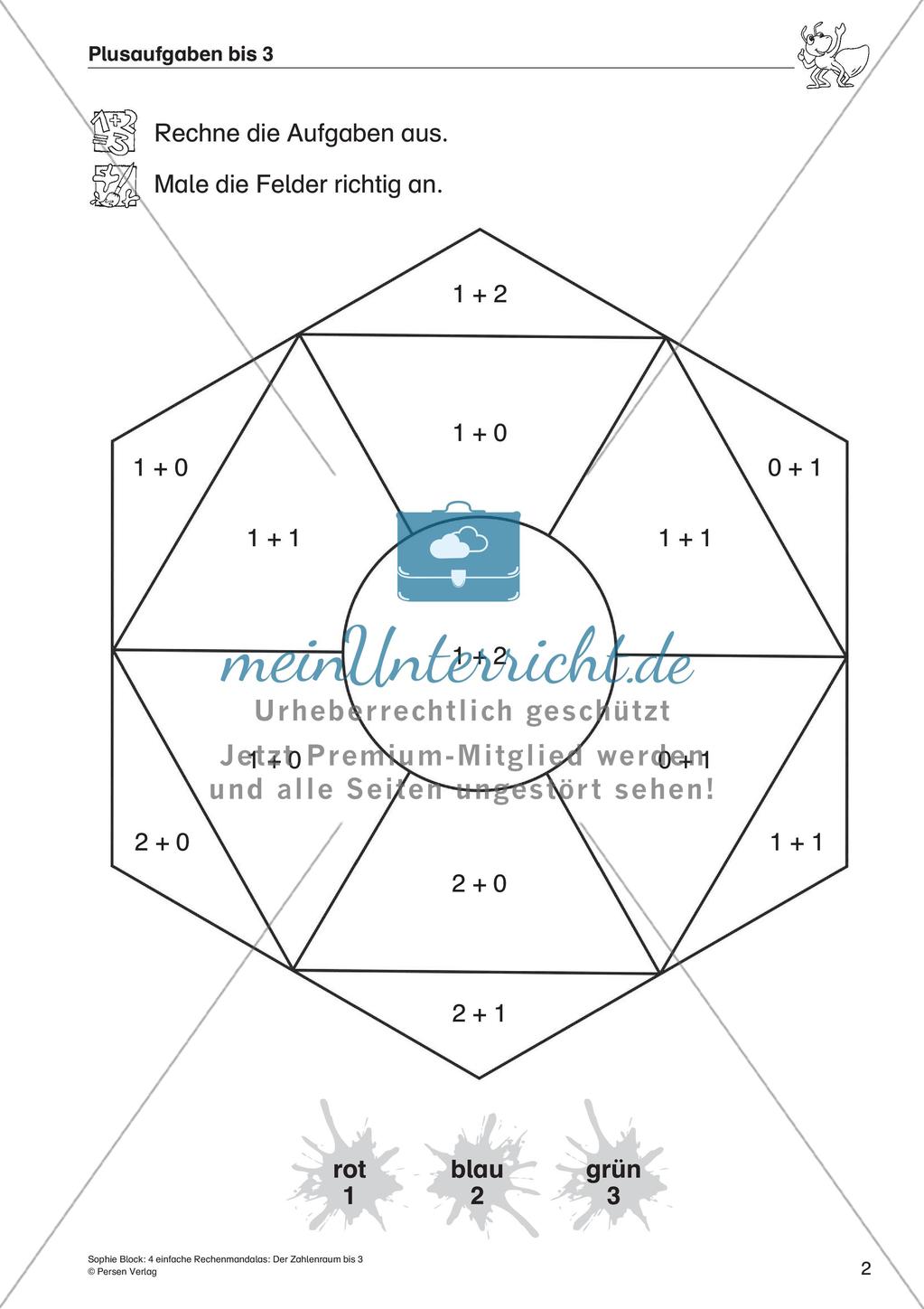 Rechenmandalas: Zahlenraum bis 3 Preview 4