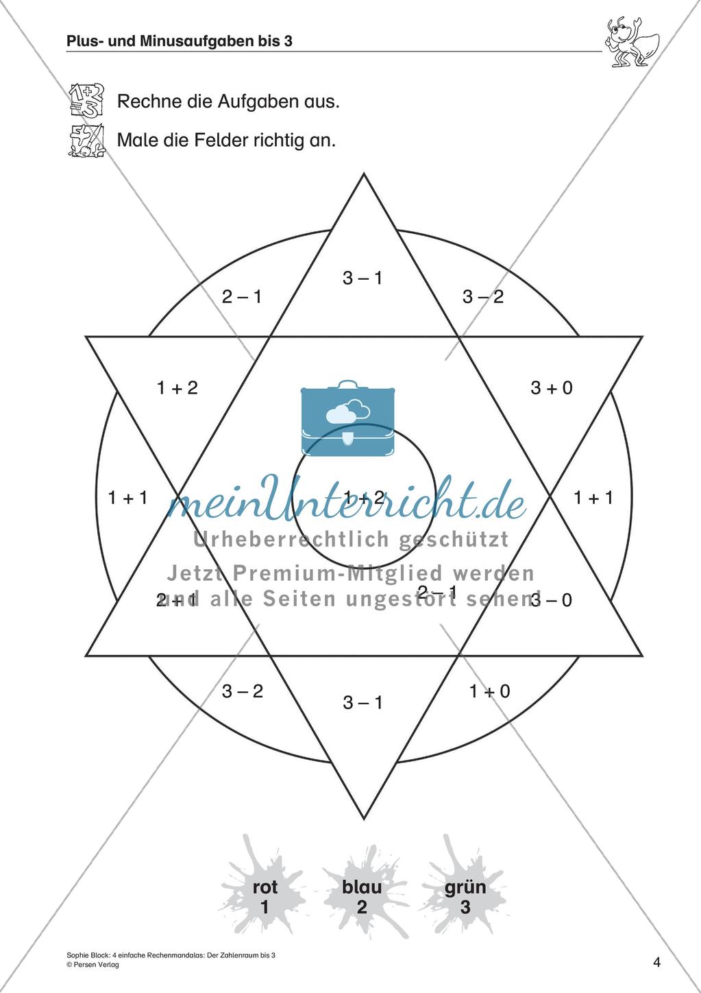 Rechenmandalas: Zahlenraum bis 3 Preview 6