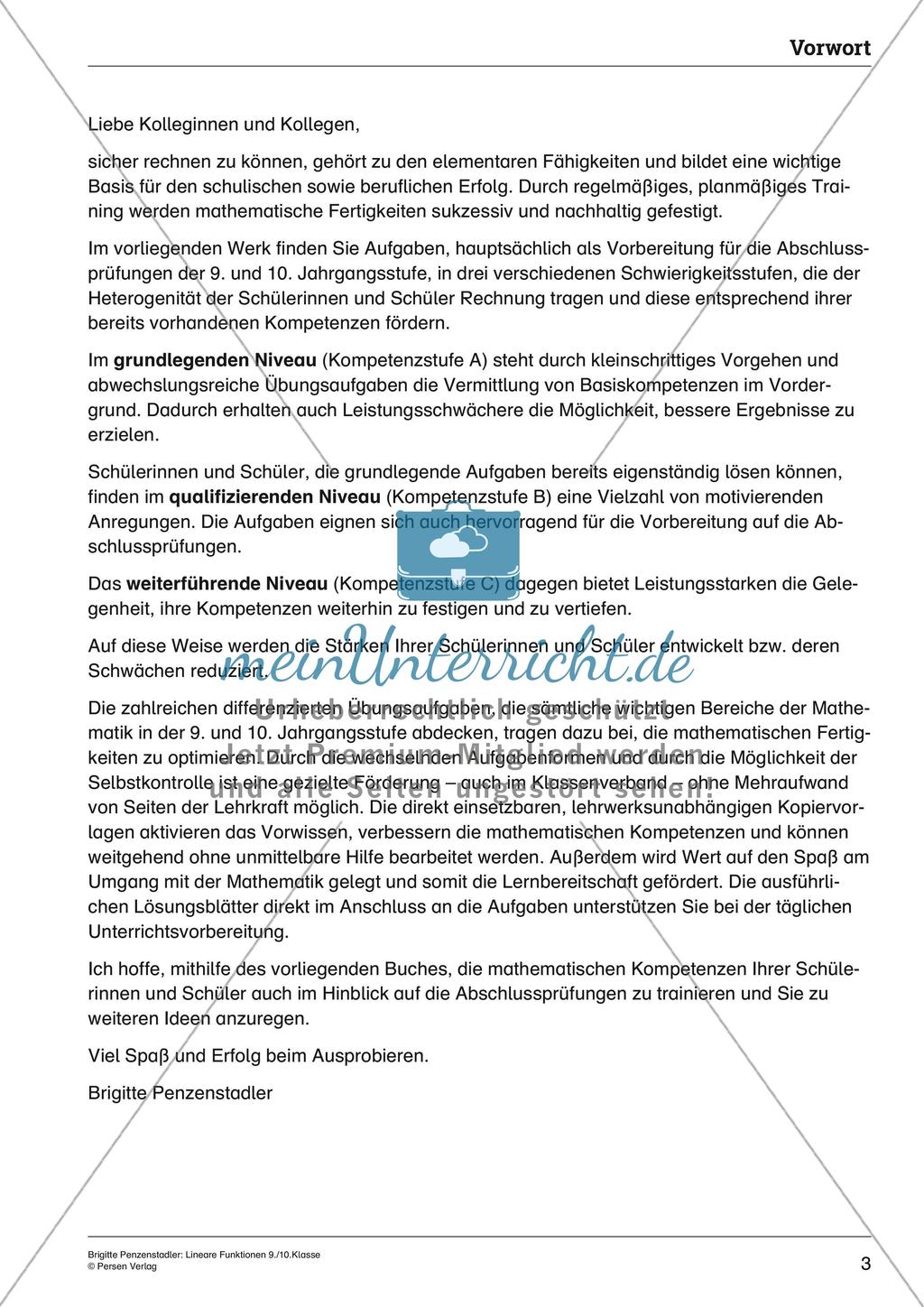 Die linearen Funktionen Preview 3