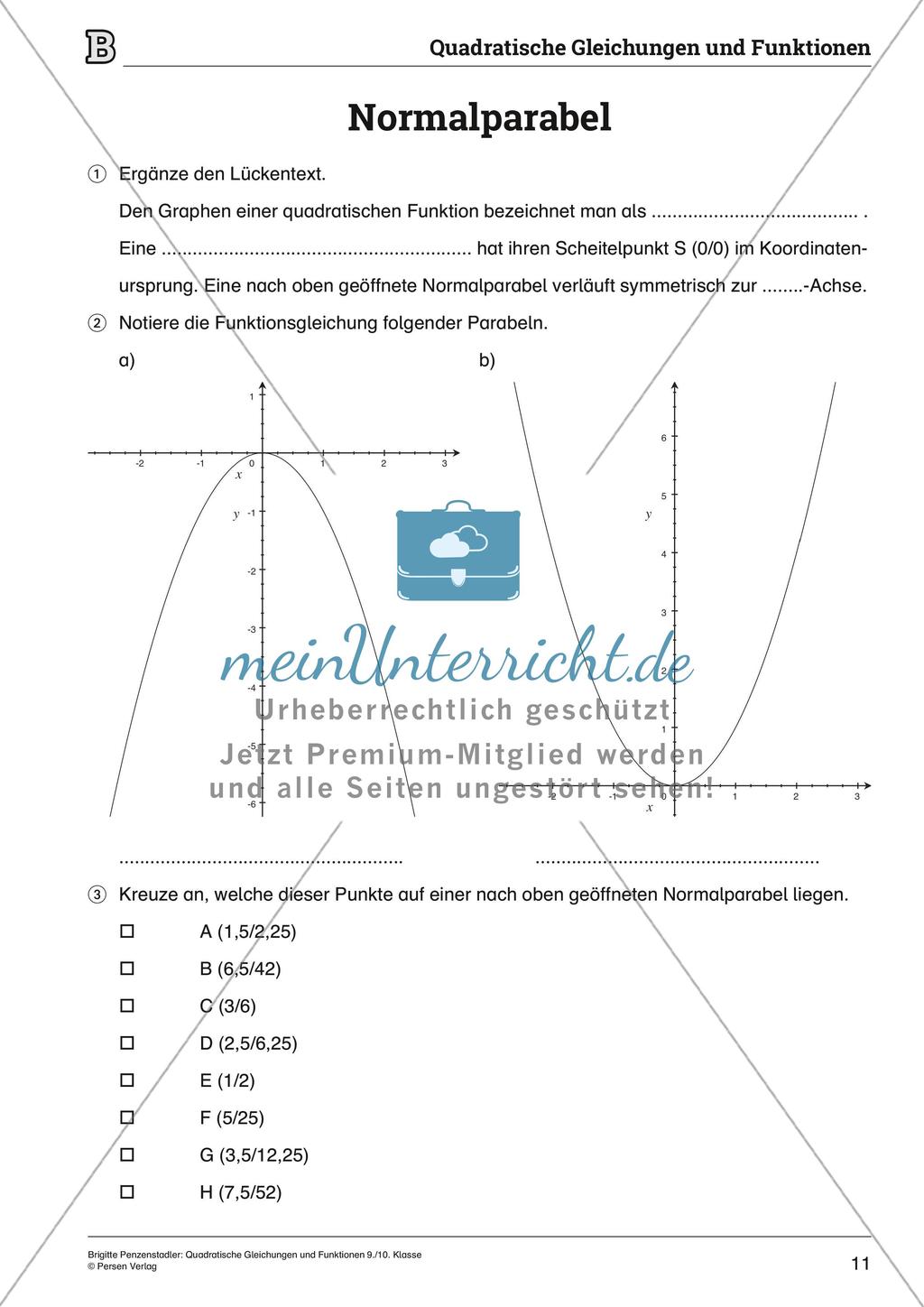 Die quadratischen Gleichungen und Funktionen Preview 11