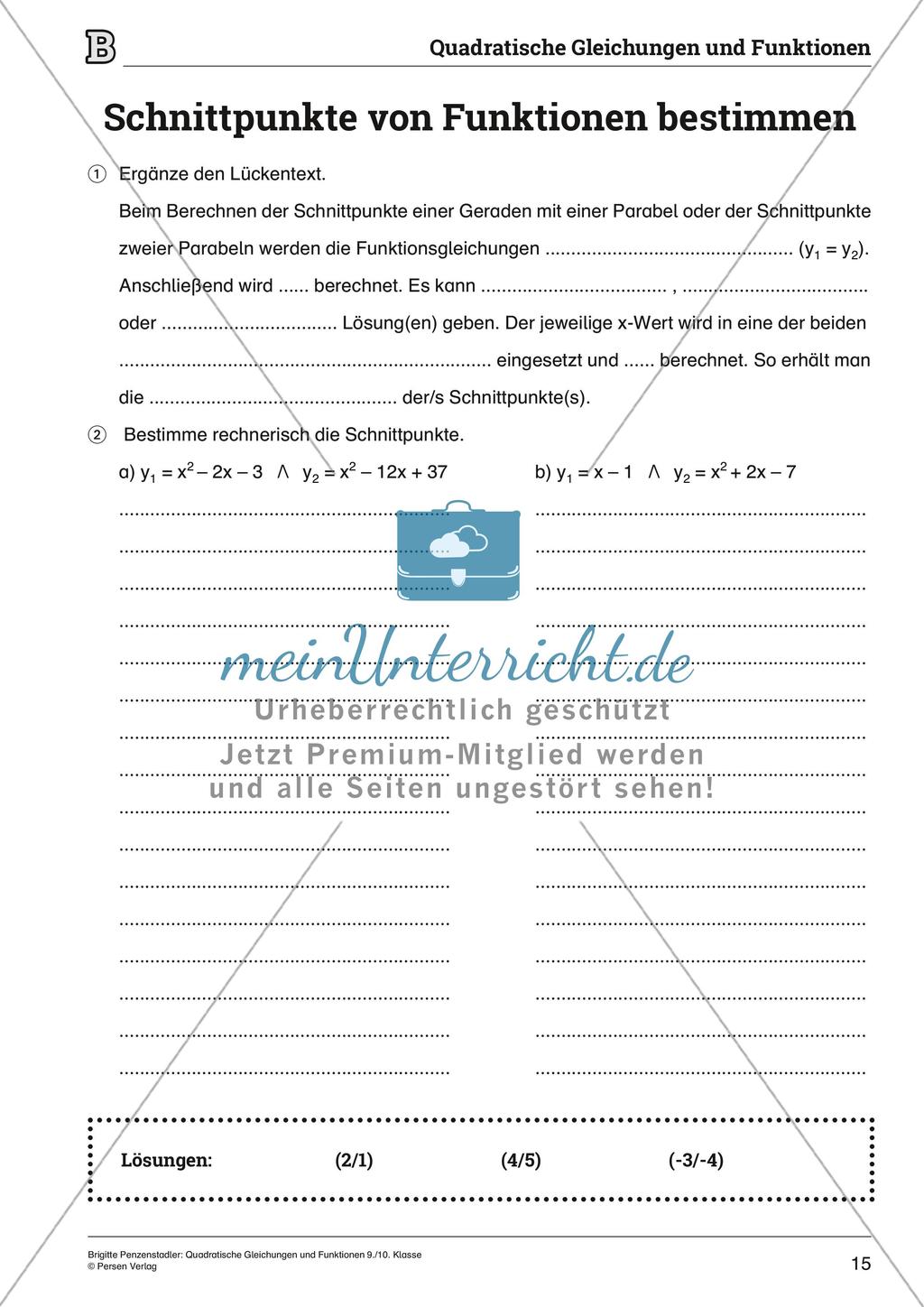 Die quadratischen Gleichungen und Funktionen Preview 15