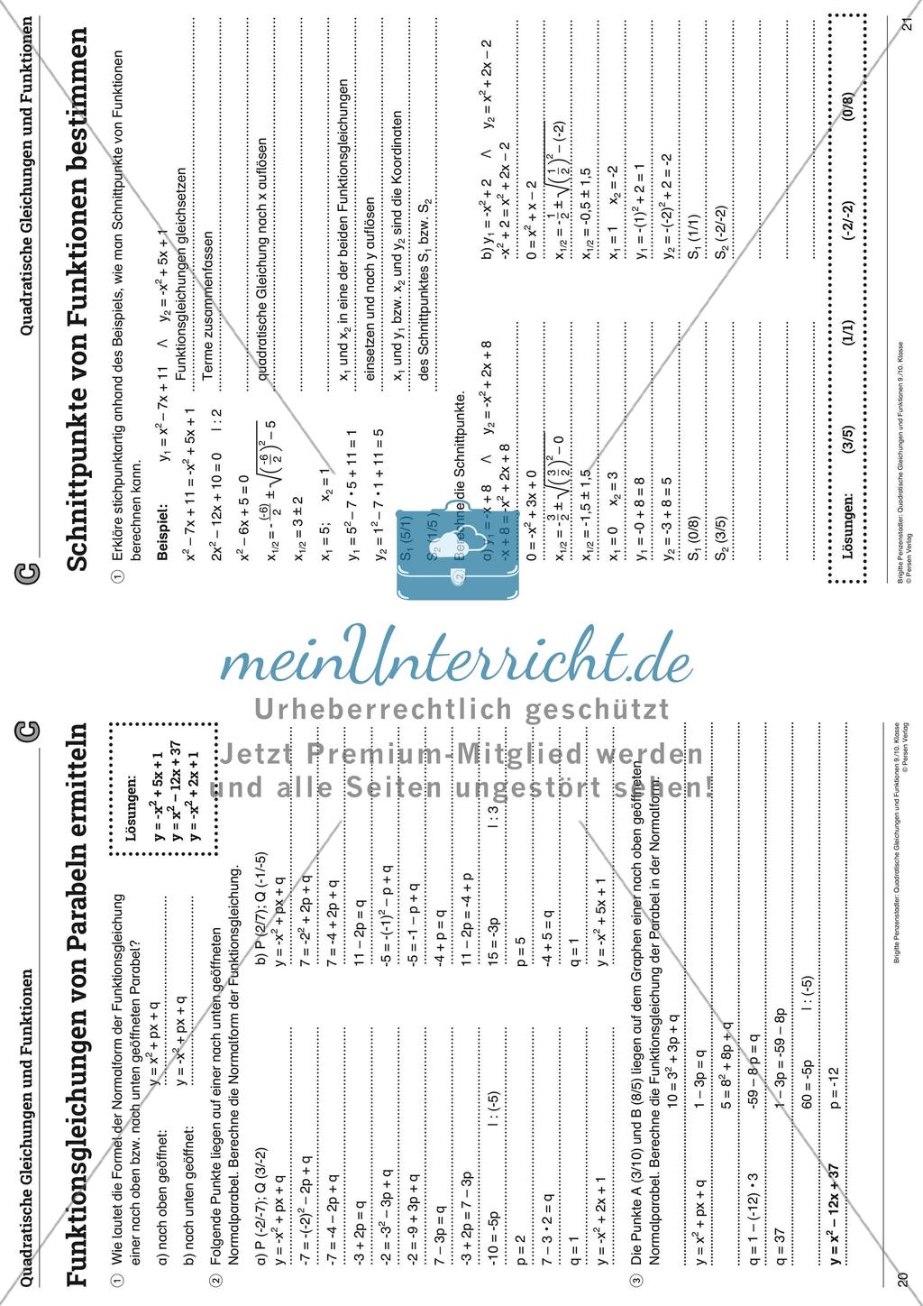 Die quadratischen Gleichungen und Funktionen Preview 30